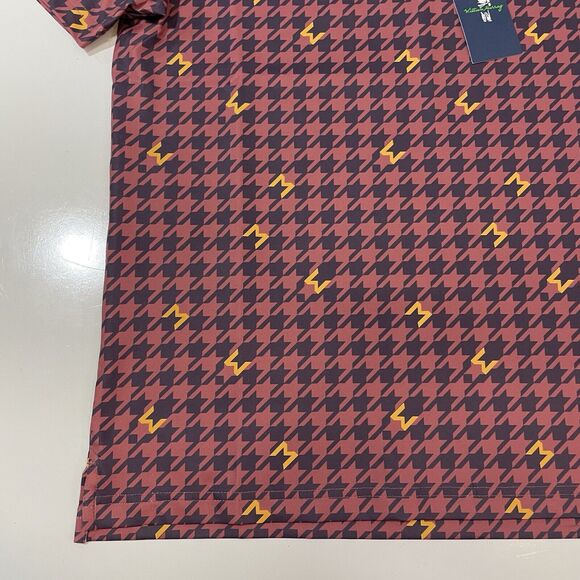 NEW William Murray Golf Polo Shirt Mens Medium Houndstooth Maroon Athletic Style - Picture 2 of 5